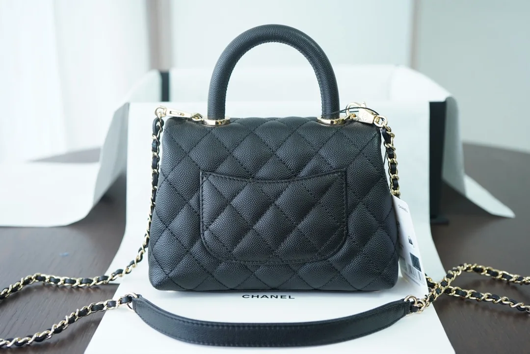 Alternative view of Chanel Classic Mini Flap Coco bag Top Handle Black /