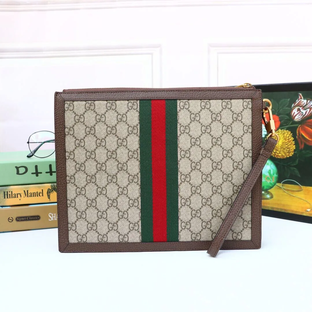 Gucci Ophidia Pouch With Web Beige And Ebony GG Supreme Canvas / - Image 6