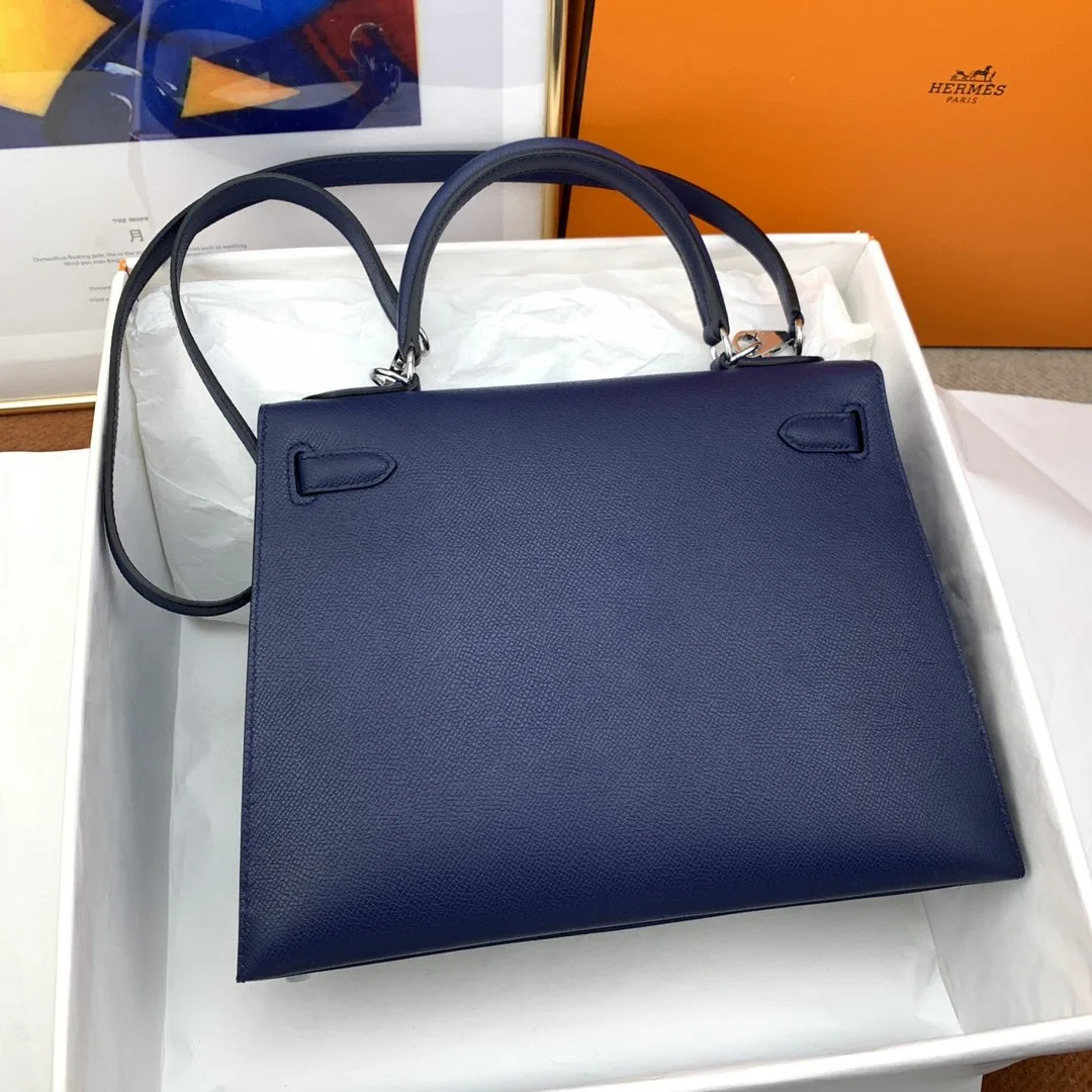 Hermes Kelly 28 Sellier Epsom Blue Bag - Image 4