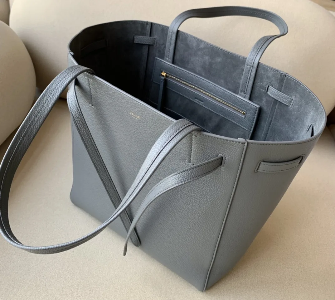 Celine Small Cabas Phantom In Soft Grained Grey / .10DC - Image 5