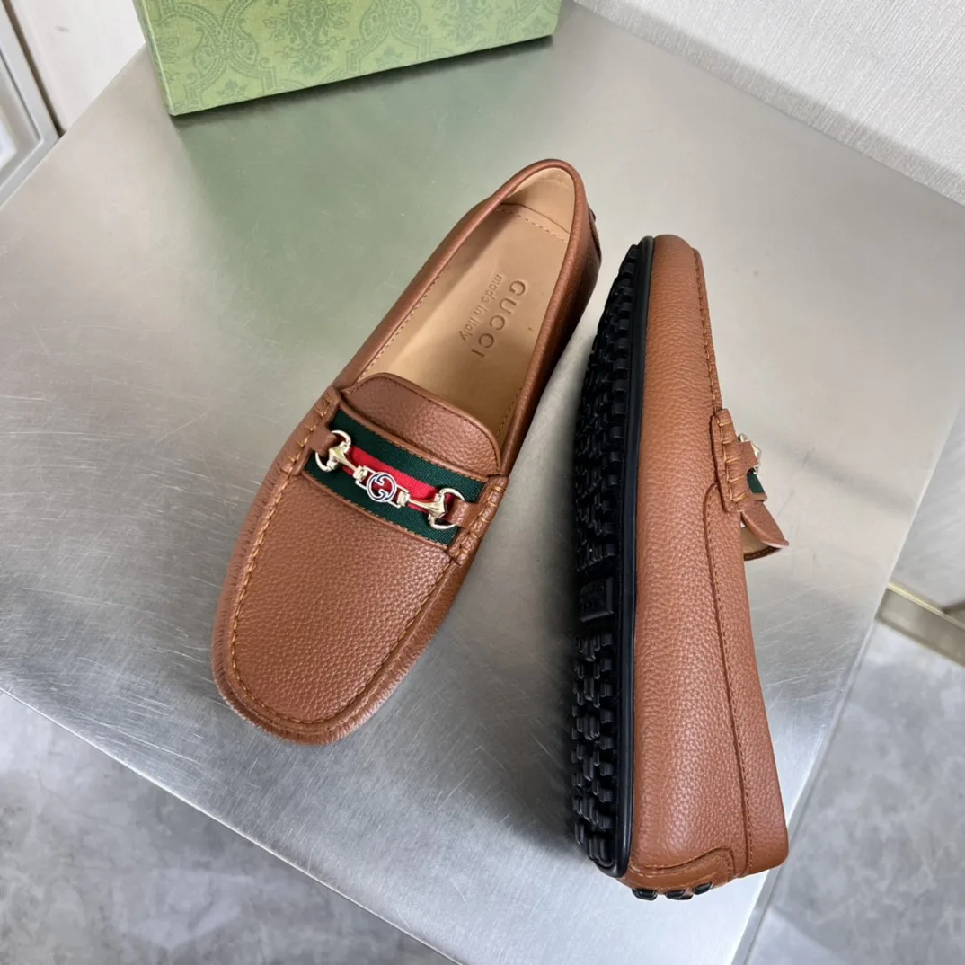 Gucci Men’s Loafers With Web Details Brown - Image 7