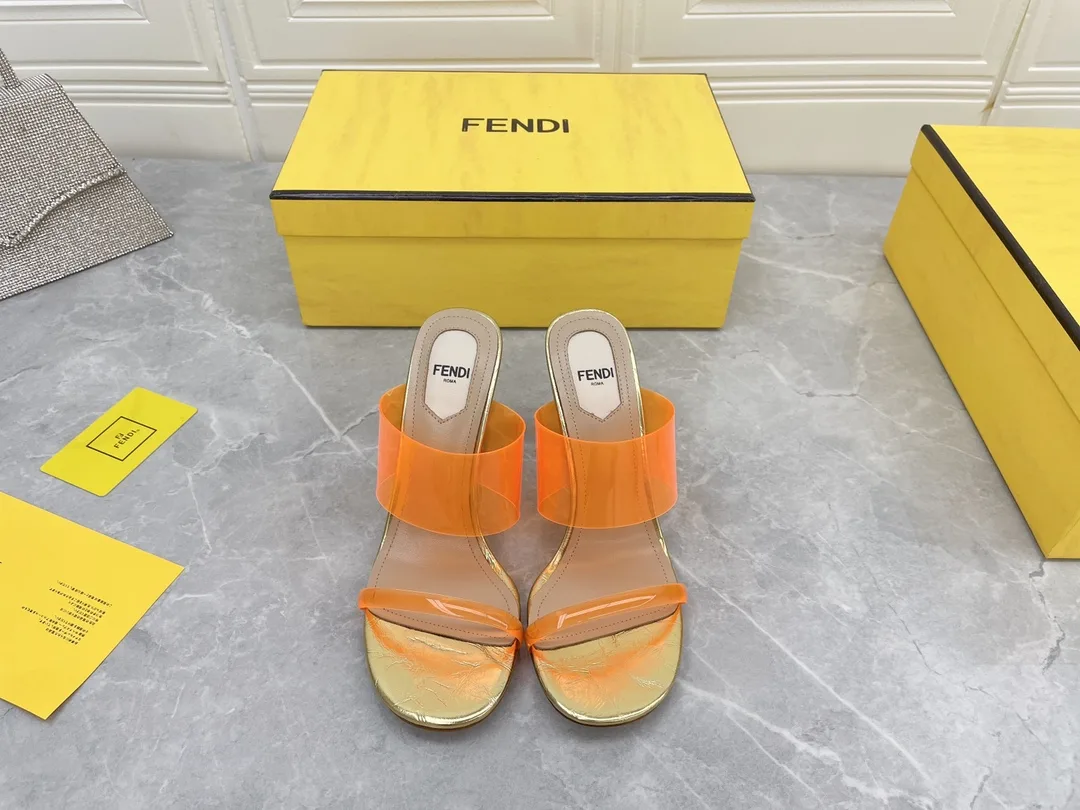 Fendi First Orange Transparent High-Heeled Sandals