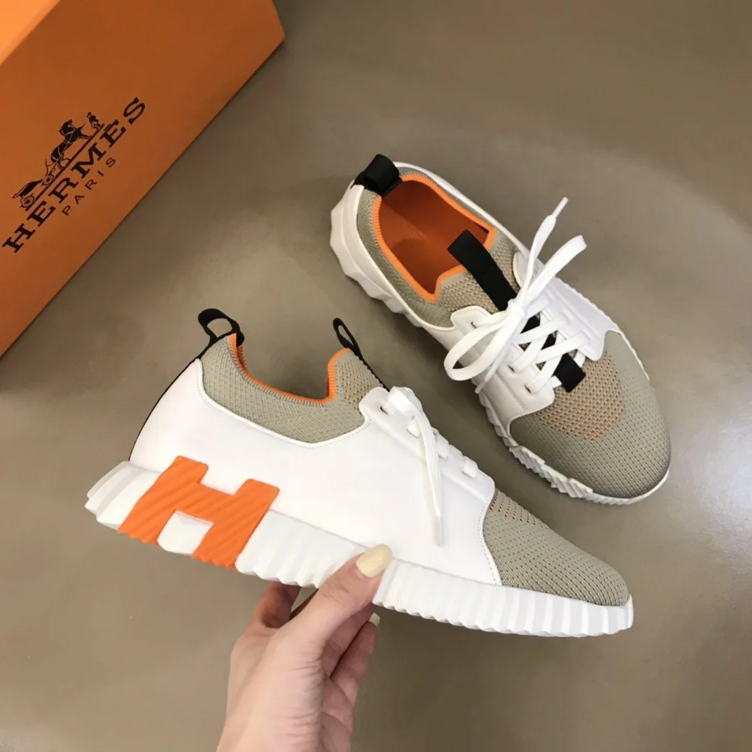 Hermes Depart Sneakers White/ Light Grey - Image 4