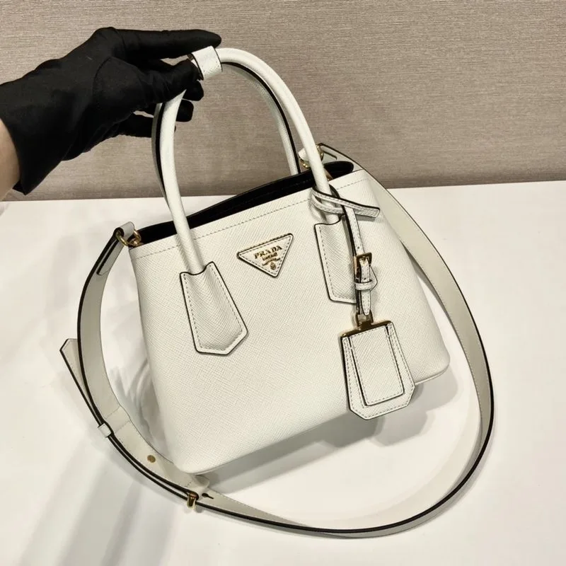 Prada Double Saffiano Mini Bag White - Image 7