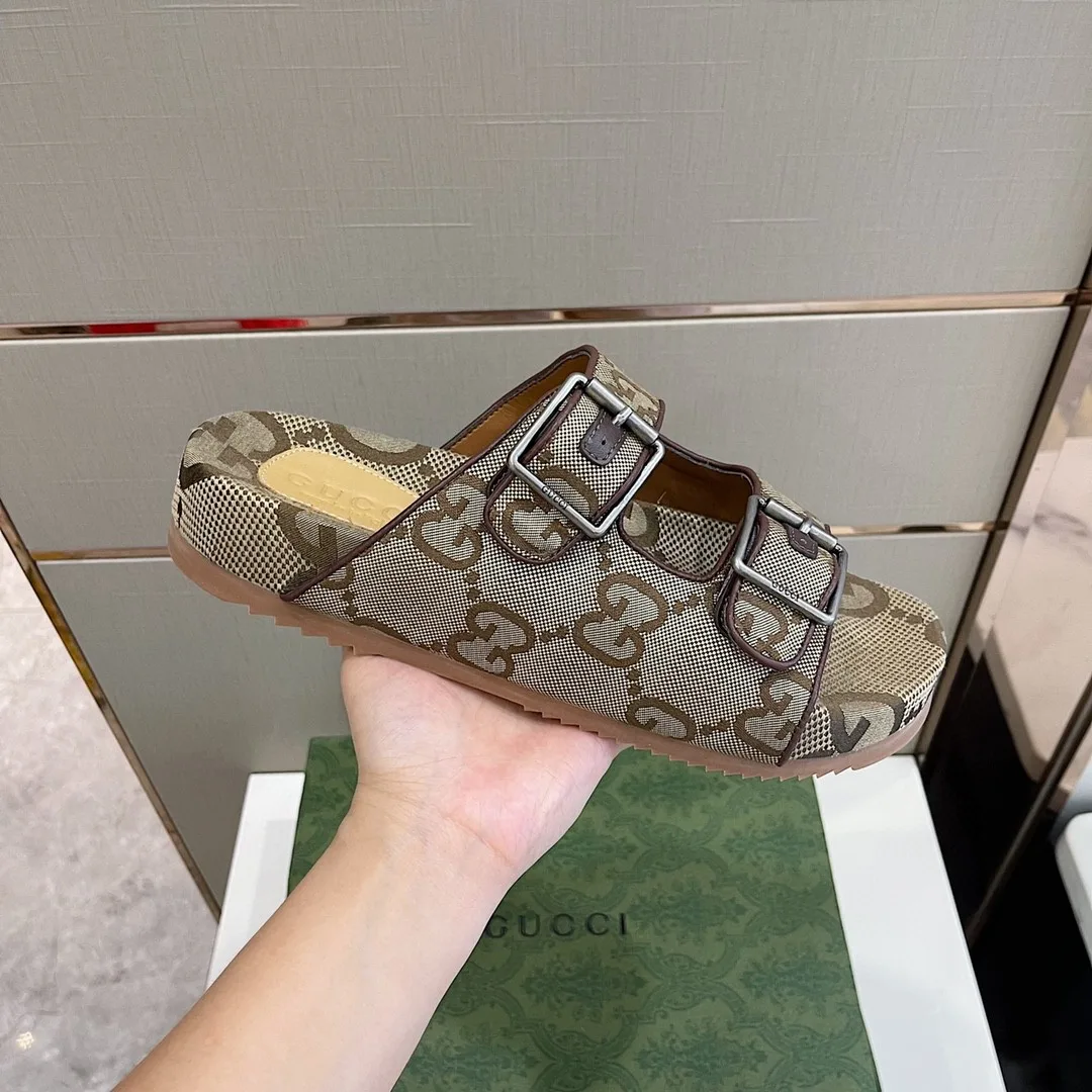 Gucci Maxi GG Slide Sandal With Straps Beige And Ebony 2HK60 - Image 5