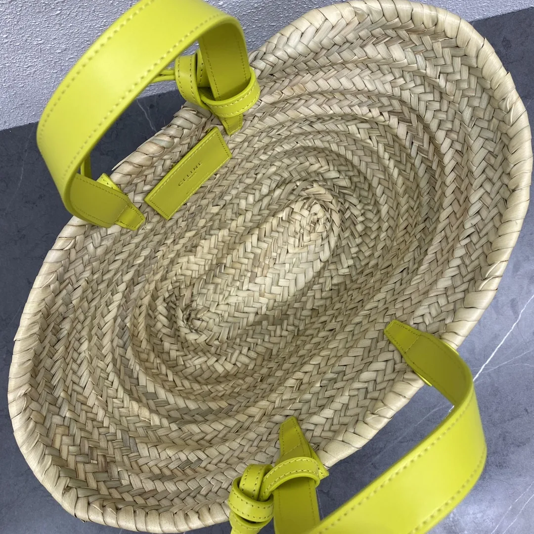 Celine Teen Triomphe Celine Classic Panier In Palm Leaves And Lizard Yellow / .11CT - Image 5