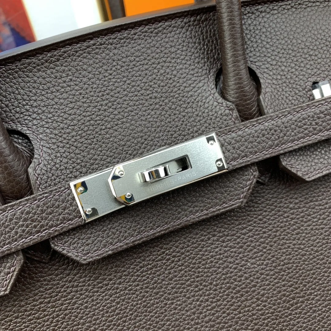 Hermes Birkin 30 Top Handle Bag / Togo Dark Grey Silver Hardware - Image 7