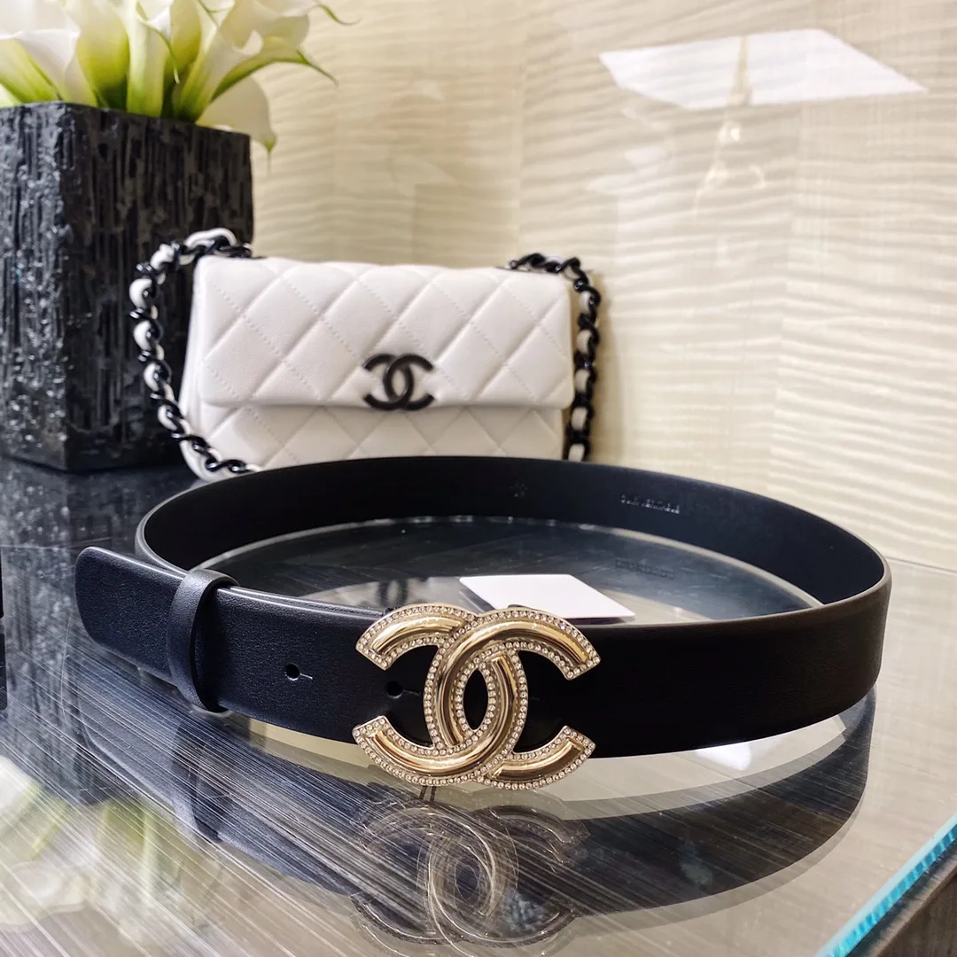 Chanel Mini Stone Interlocking C Buckle Belt Black - Image 7