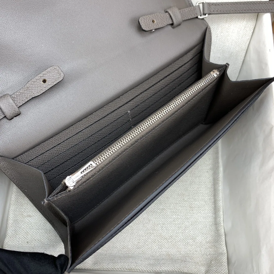 Alternative view of Hermes Constance Long Togo Wallet Grey, Silver Toned Hardware Bag