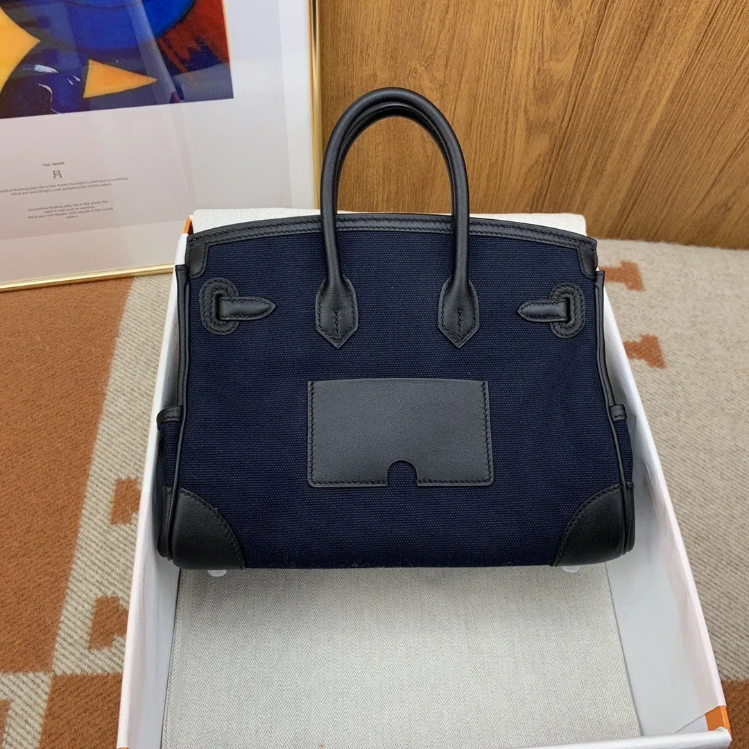 Hermes Birkin Cargo 25 Top Handle Bag / Dark Blue Silver Hardware - Image 5