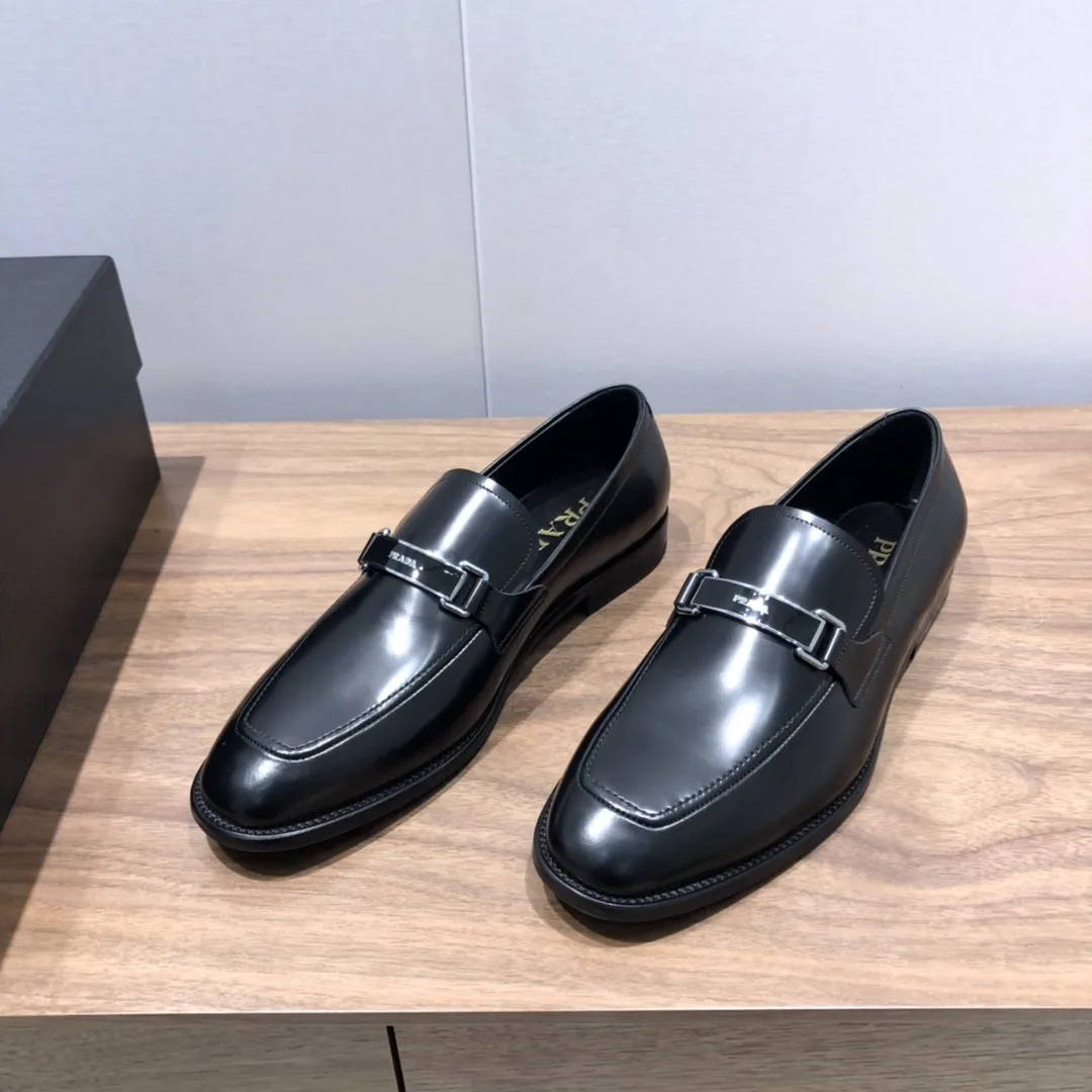 Prada Brushed Loafers Black / PRD - Image 7