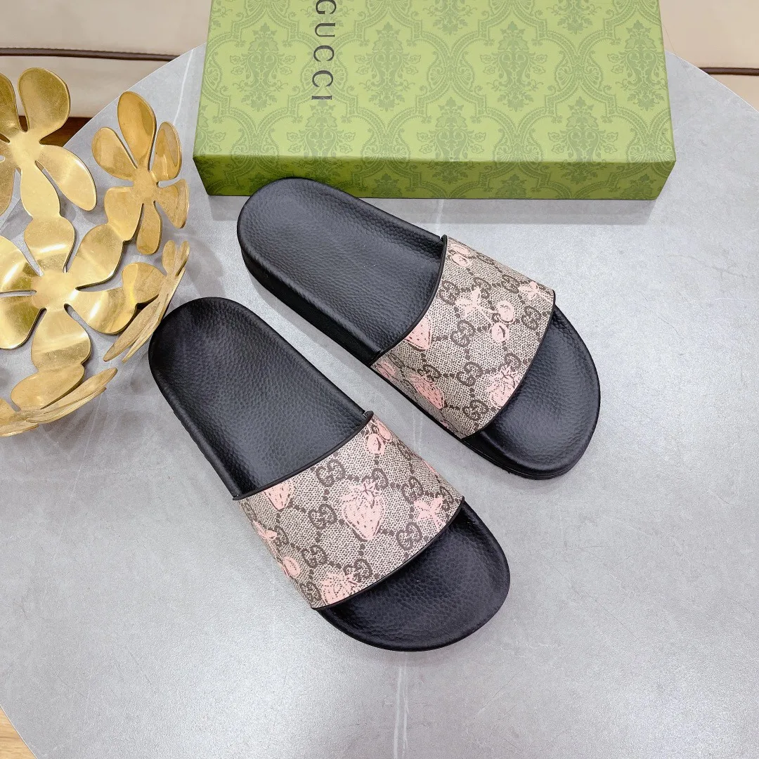 Gucci Women’s GG Slide Sandal With Strawberry And Cherry Black - Image 2
