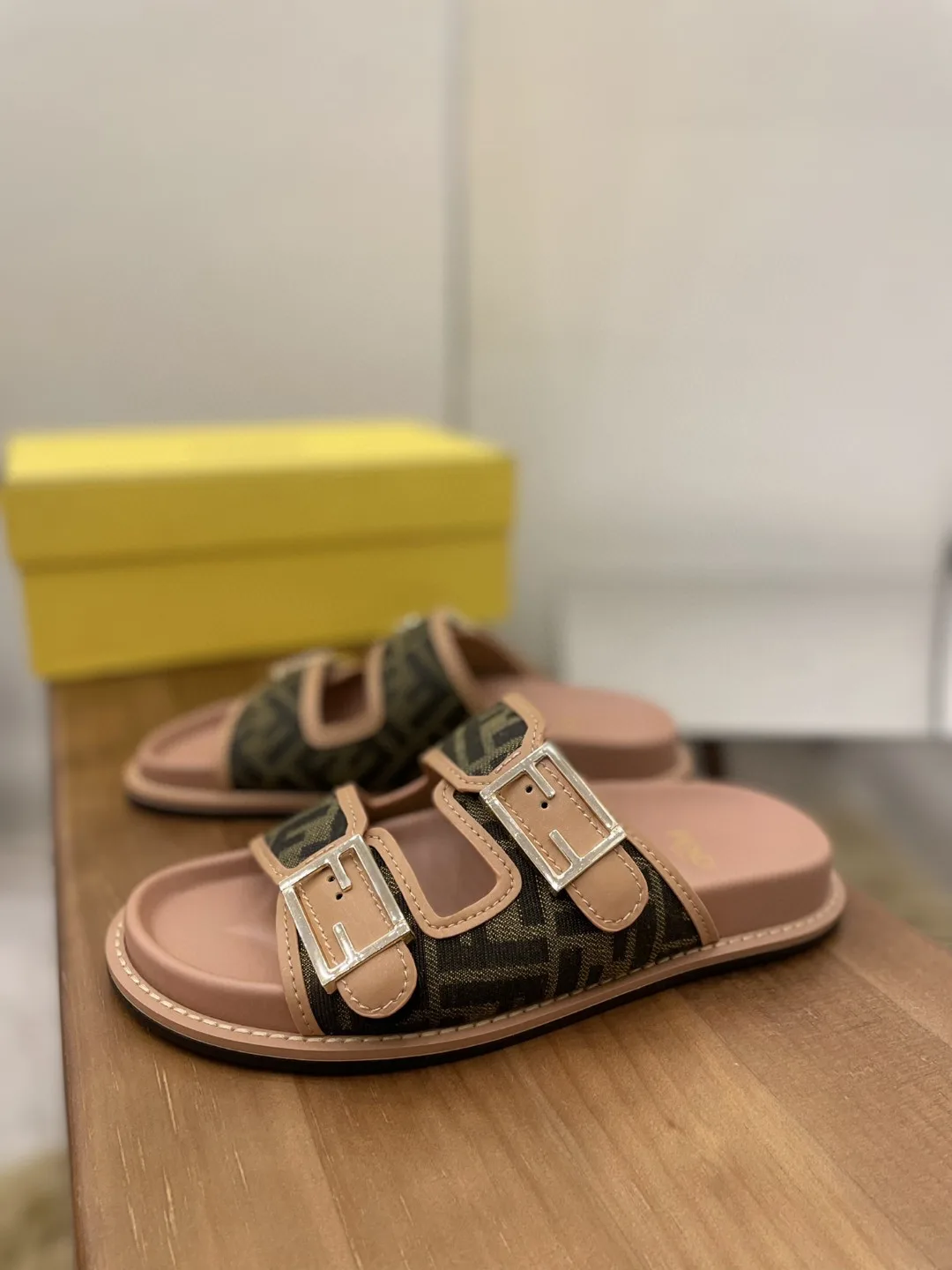 Fendi Feel Slides Dark Pink - Image 6