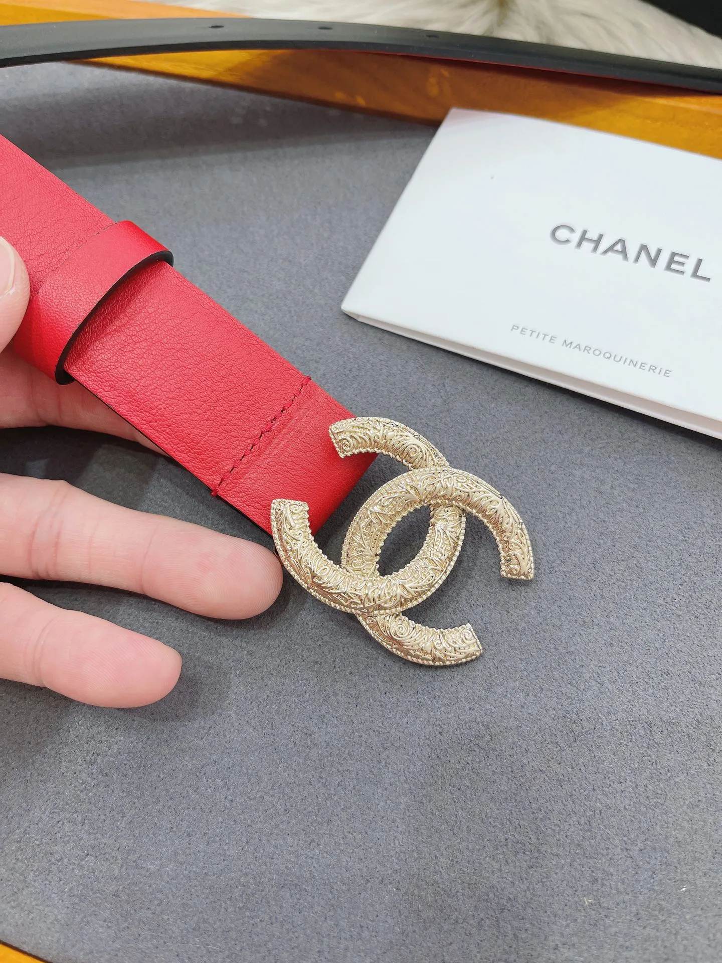 Chanel Attach Stone Metal CC Belt Red - Image 9