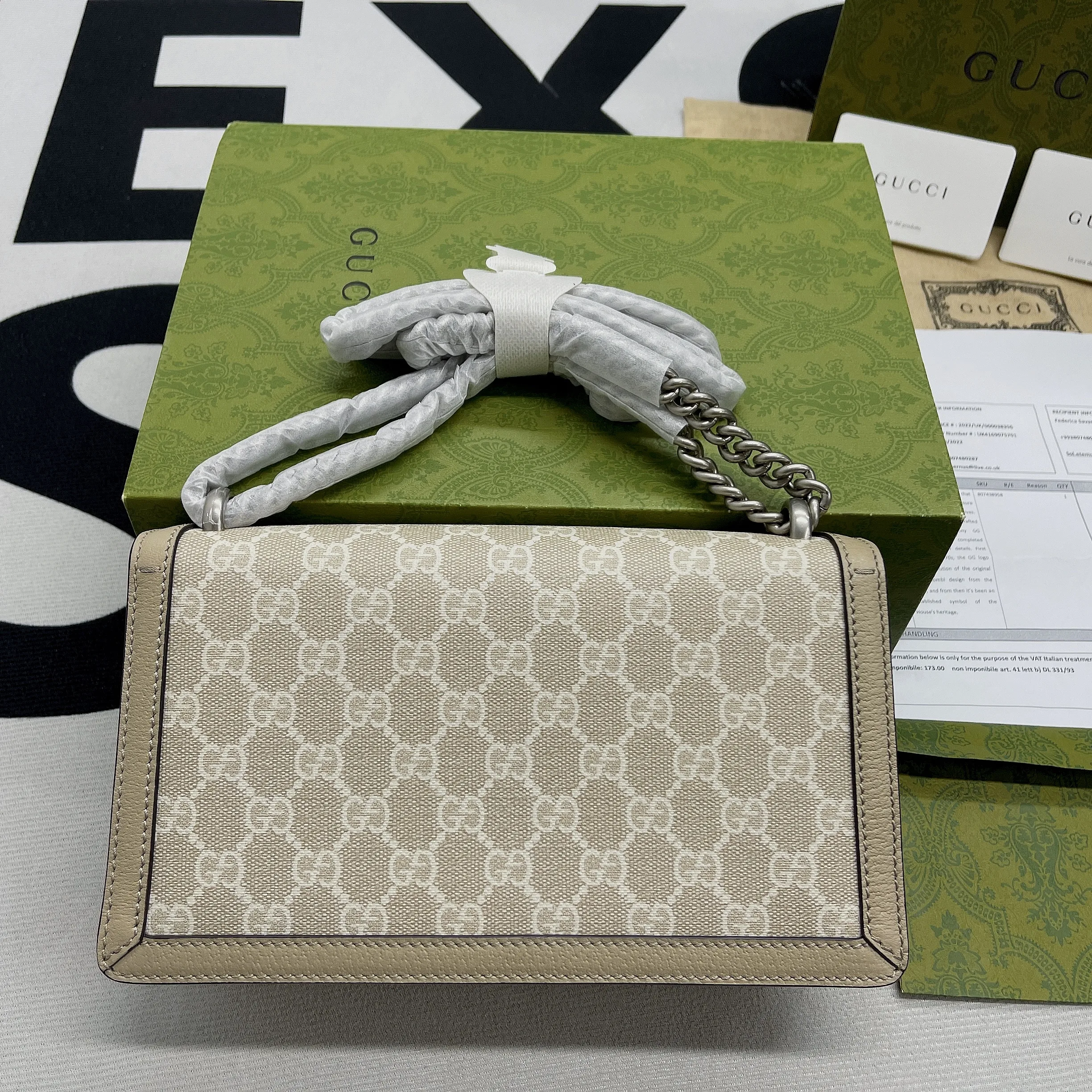 Gucci Dionysus Small Shoulder Bag / Beige/ White GG Supreme Canvas Palladium Hardware - Image 7
