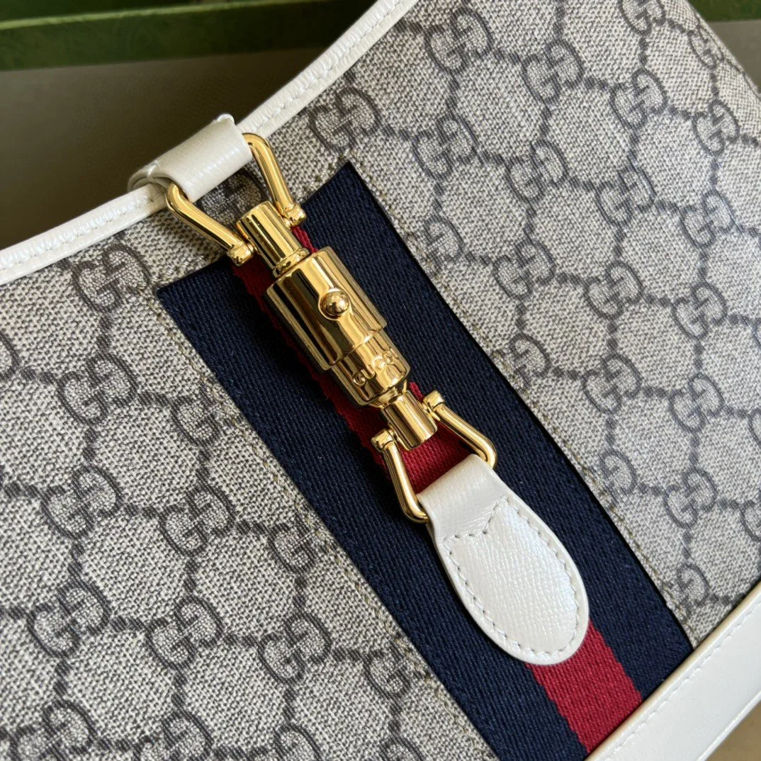 Gucci Jackie 1961 Small Shoulder Bag Beige And Ebony GG Supreme Canvas / - Image 7