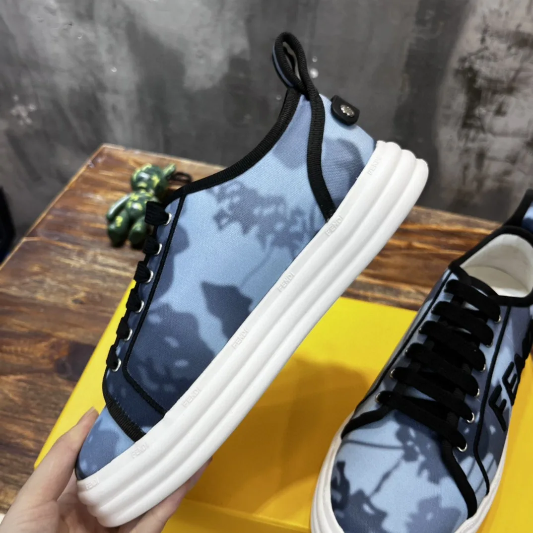 Fendi Domino Fabric Sneakers Blue - Image 5