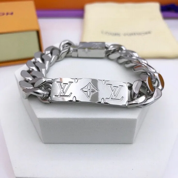 Louis Vuitton Monogram Chain Bracelet Silver Tone - Image 5