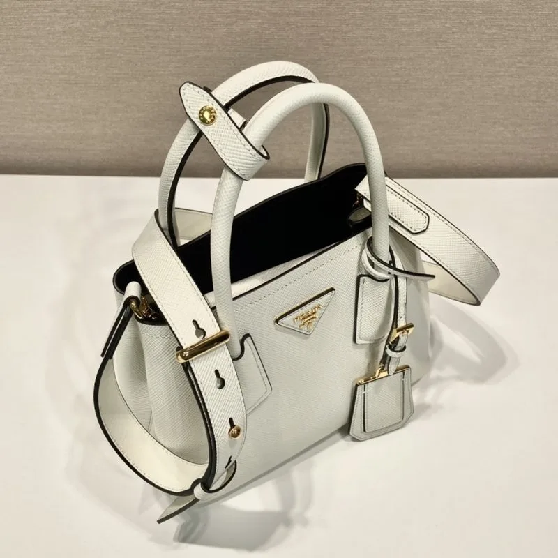 Prada Double Saffiano Mini Bag White - Image 6