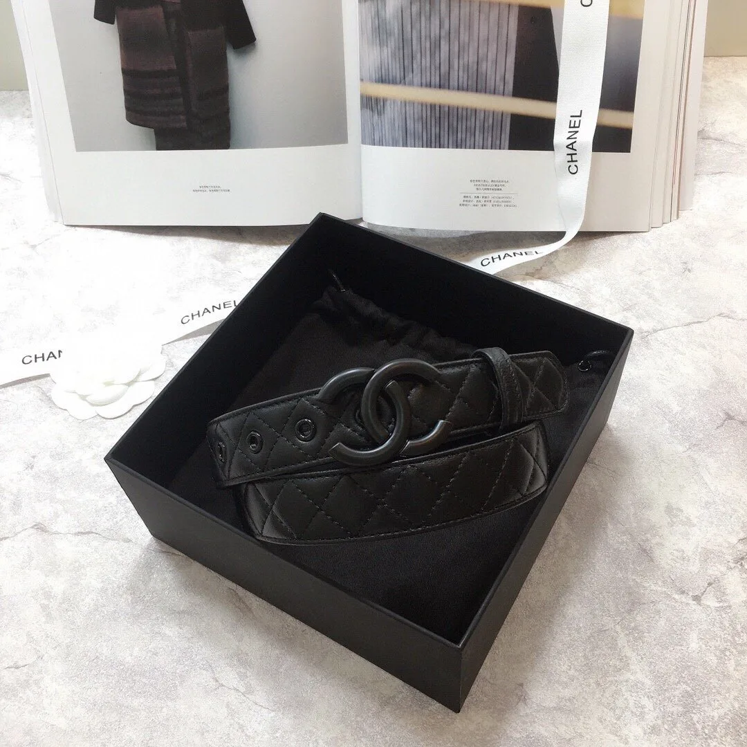 Chanel Belt Quilted With Double C Buckle Black With Black Hardware Women - Image 3