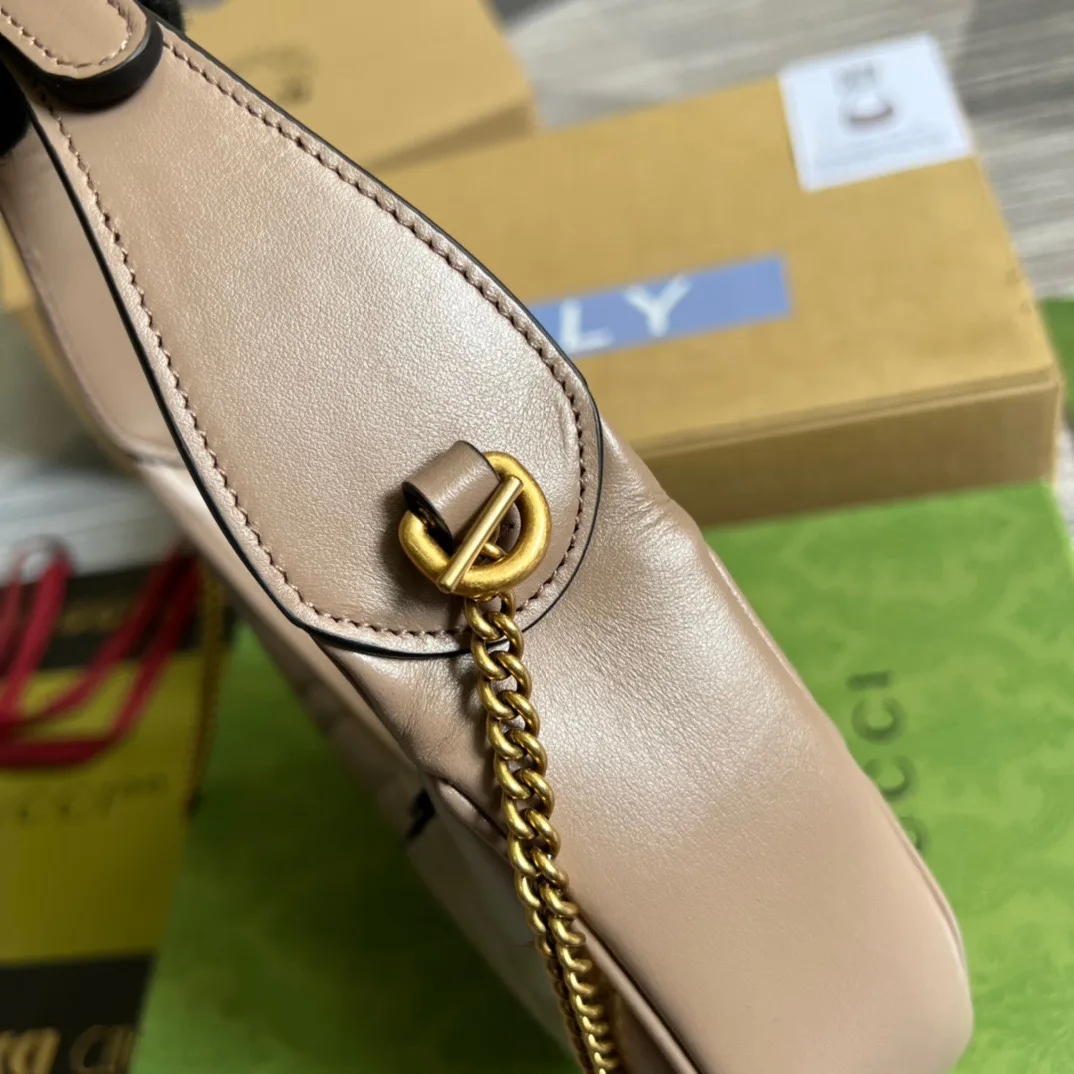 Gucci Marmont Half Moon Shaped Mini Bag Beige - Image 3