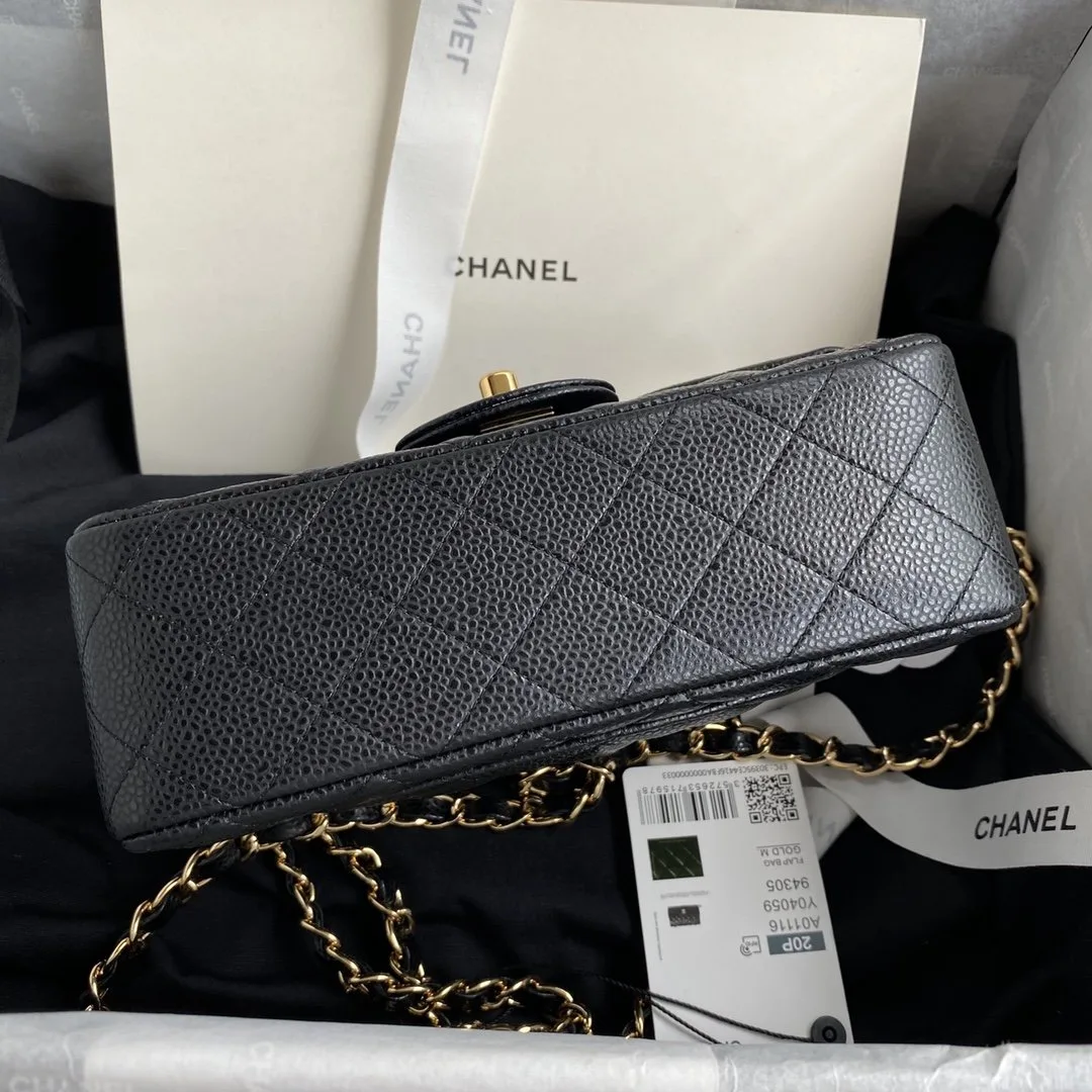 Chanel Classic Flap Bag Small Crossbody / Black Gold Hardware - Image 6