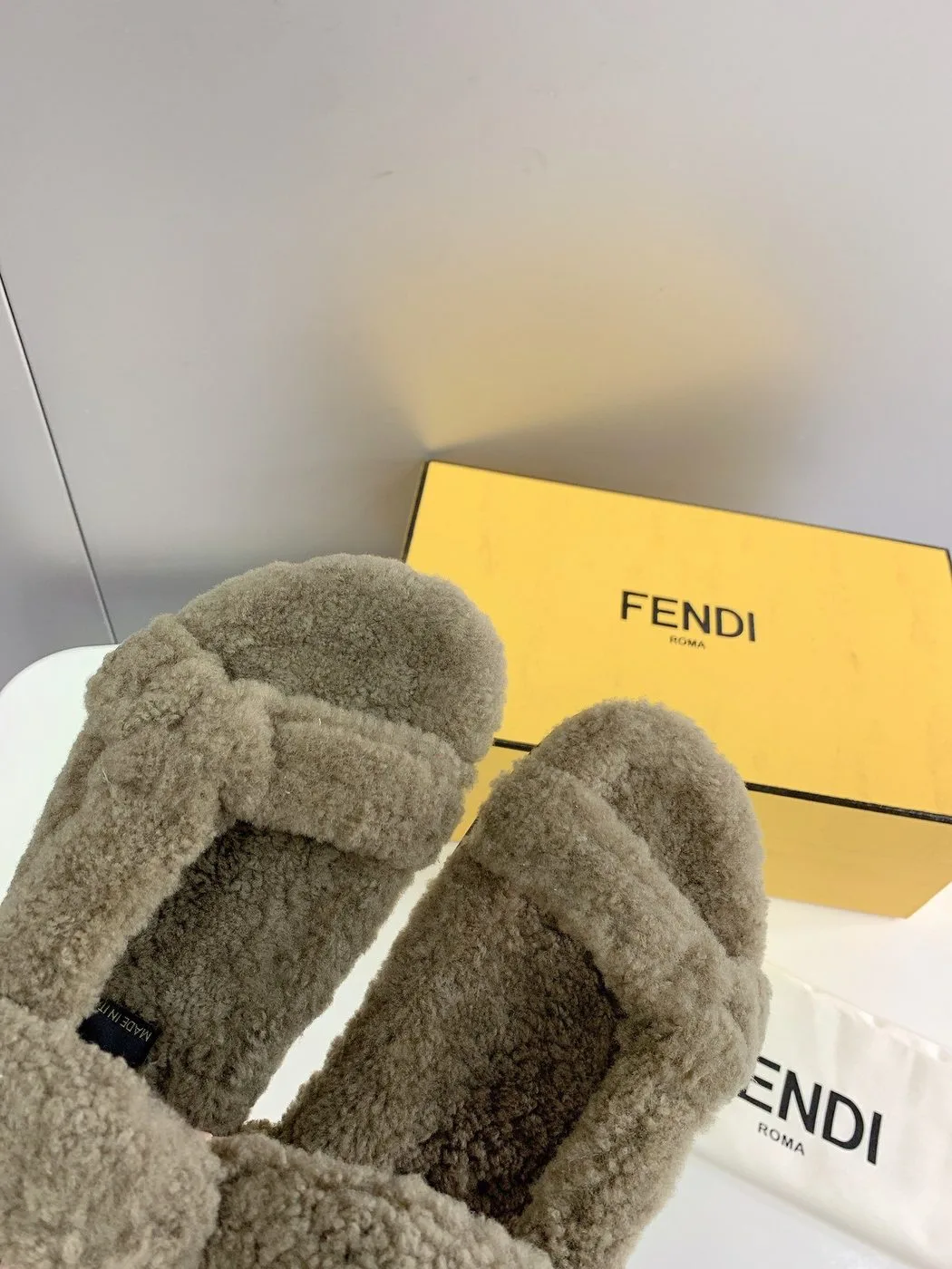 Alternative view of Fendi First Shearling Sandal Green