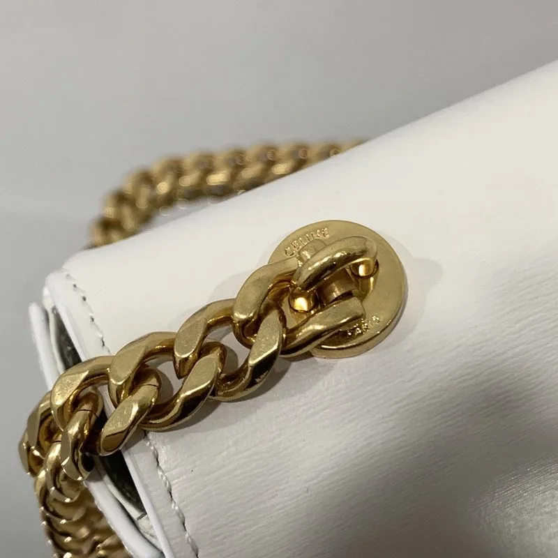 Celine Chain Shoulder Bag Cuir Triomphe White / - Image 9
