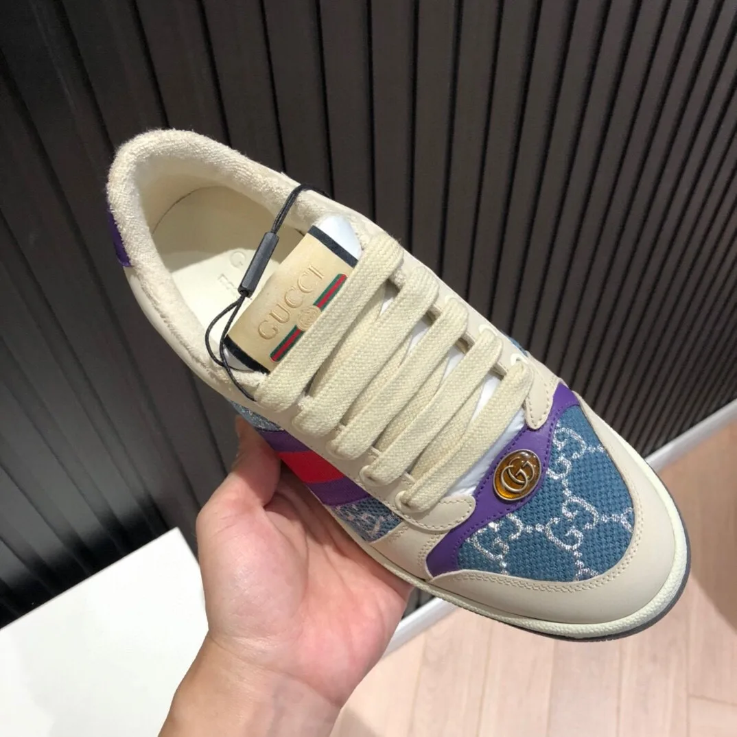 Gucci Men’s Screener Low-Top Blue GG Lamé - Image 3