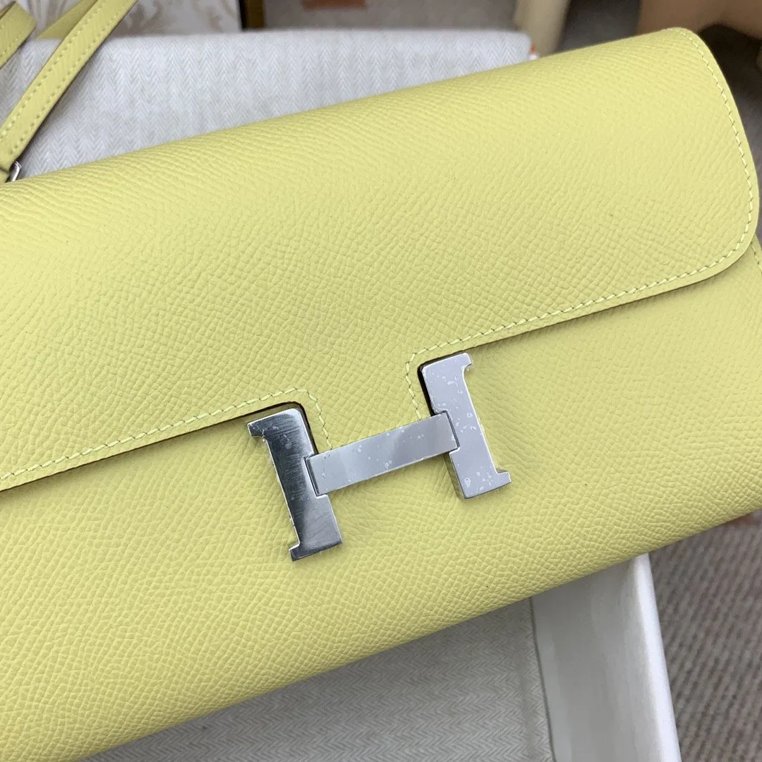 Hermes Constance Long Togo Wallet Yellow, Silver Toned Hardware Bag - Image 3