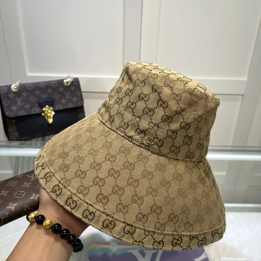 Gucci Eco Washed Denim Wide Brim Hat Beige GG - Image 2