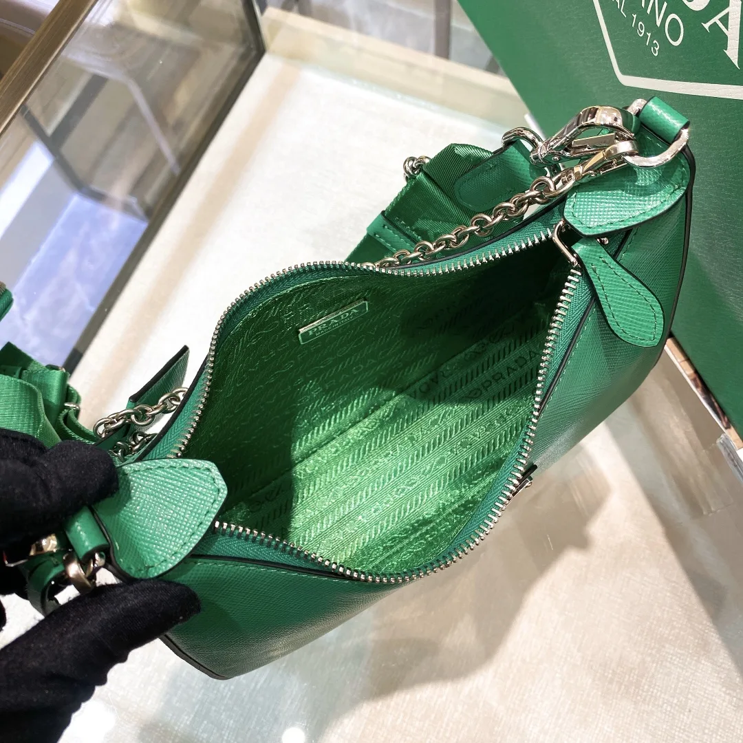Prada Re- 2005 Saffiano Leather Bag Green - Image 5
