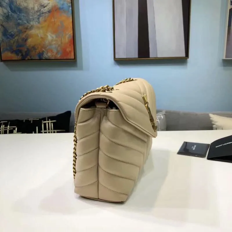 Alternative view of Saint Laurent Loulou Small Chain Bag In Matelassé Y Beige / YSL