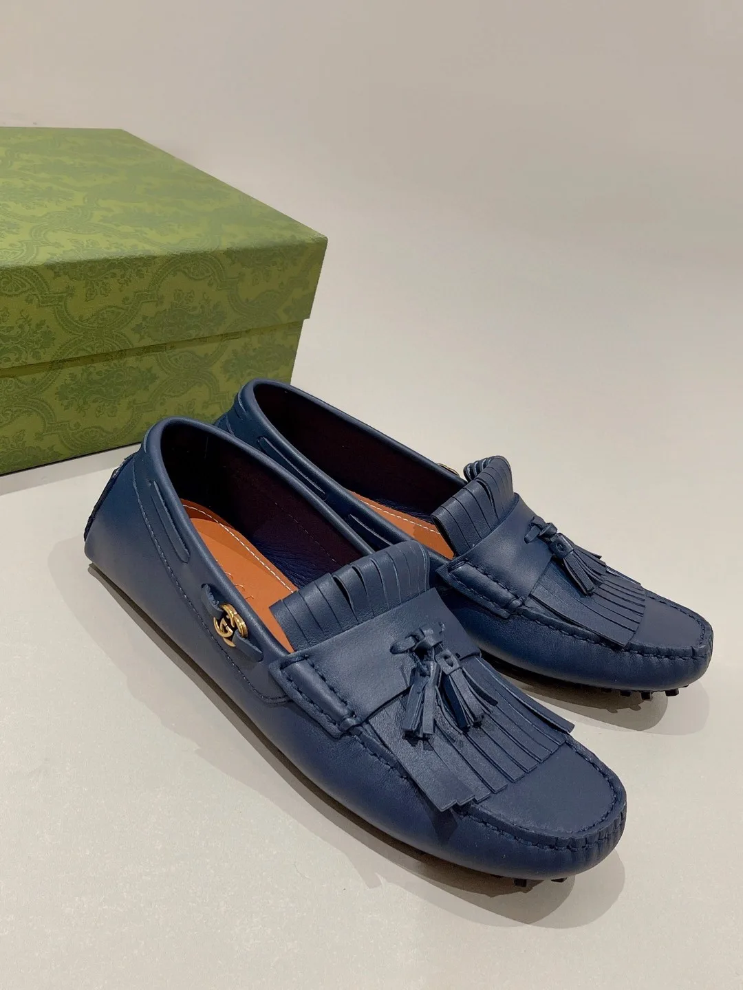 Gucci Men’s Loafer With Driver Interlocking G Blue - Image 8