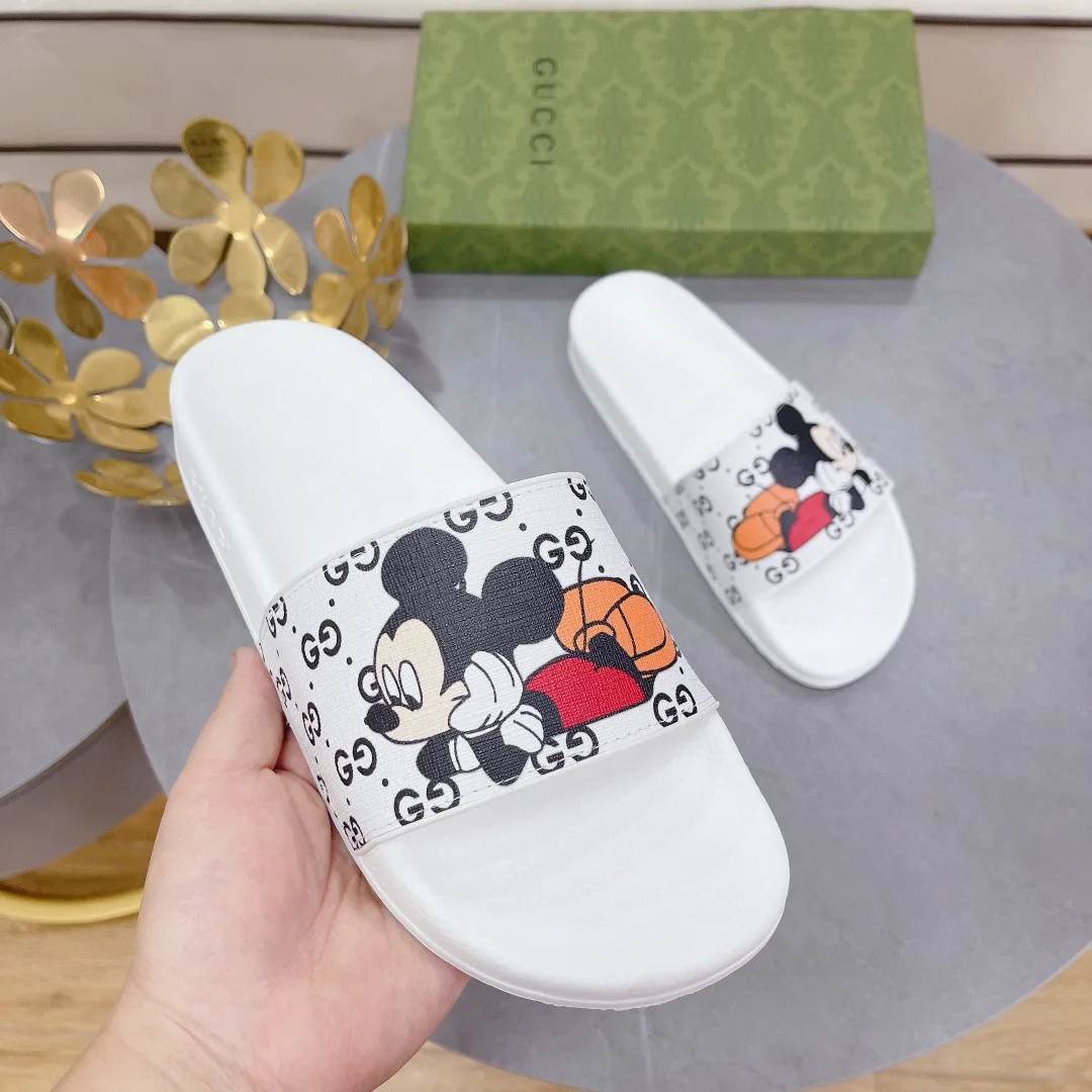 Gucci Women’s GG Slide Sandal With Mickey Mouse White - Image 4