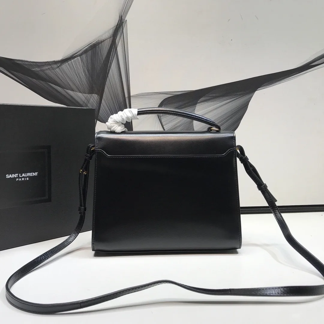 Saint Laurent Cassandra Medium Top Handle Bag In Grain Black / YSL - Image 9