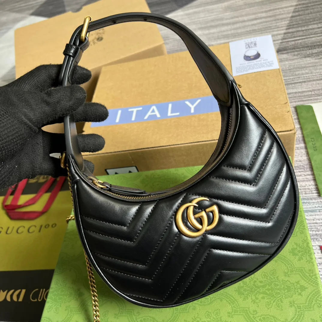 Gucci Marmont Half Moon Shaped Mini Bag Black - Image 3