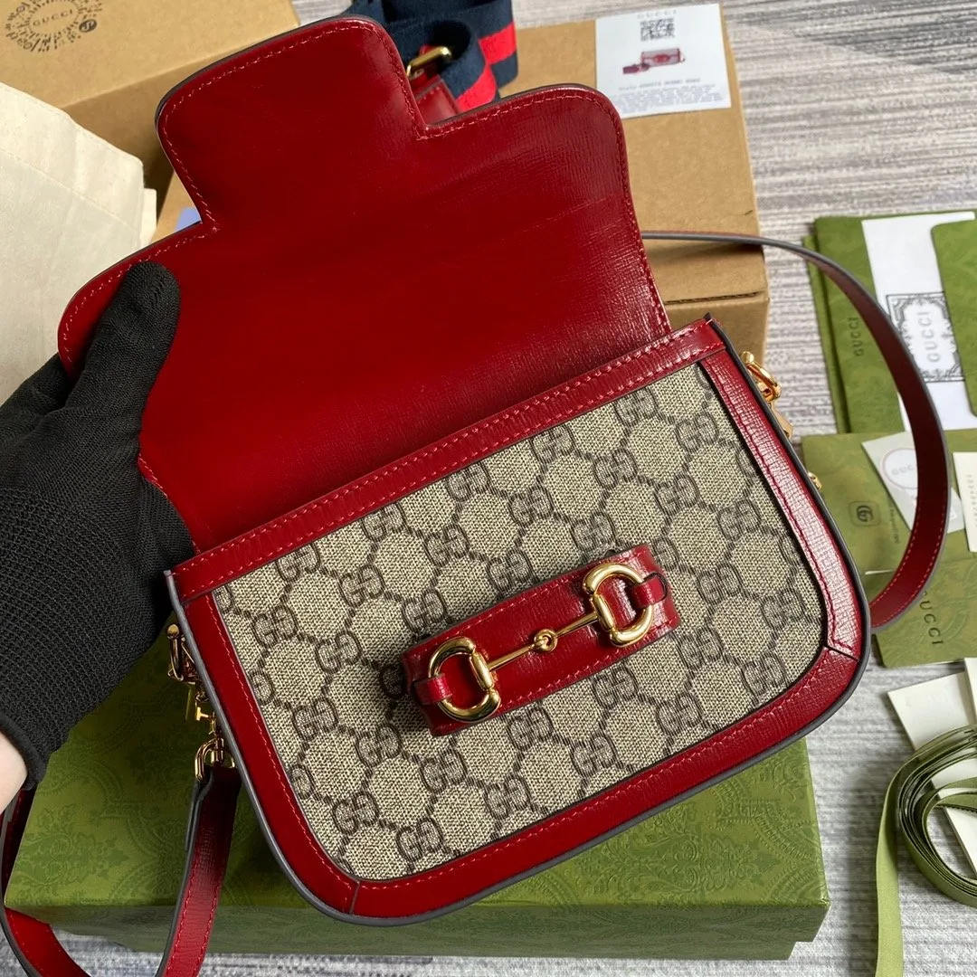 Gucci Horsebit 1955 GG Mini Bag Red - Image 3