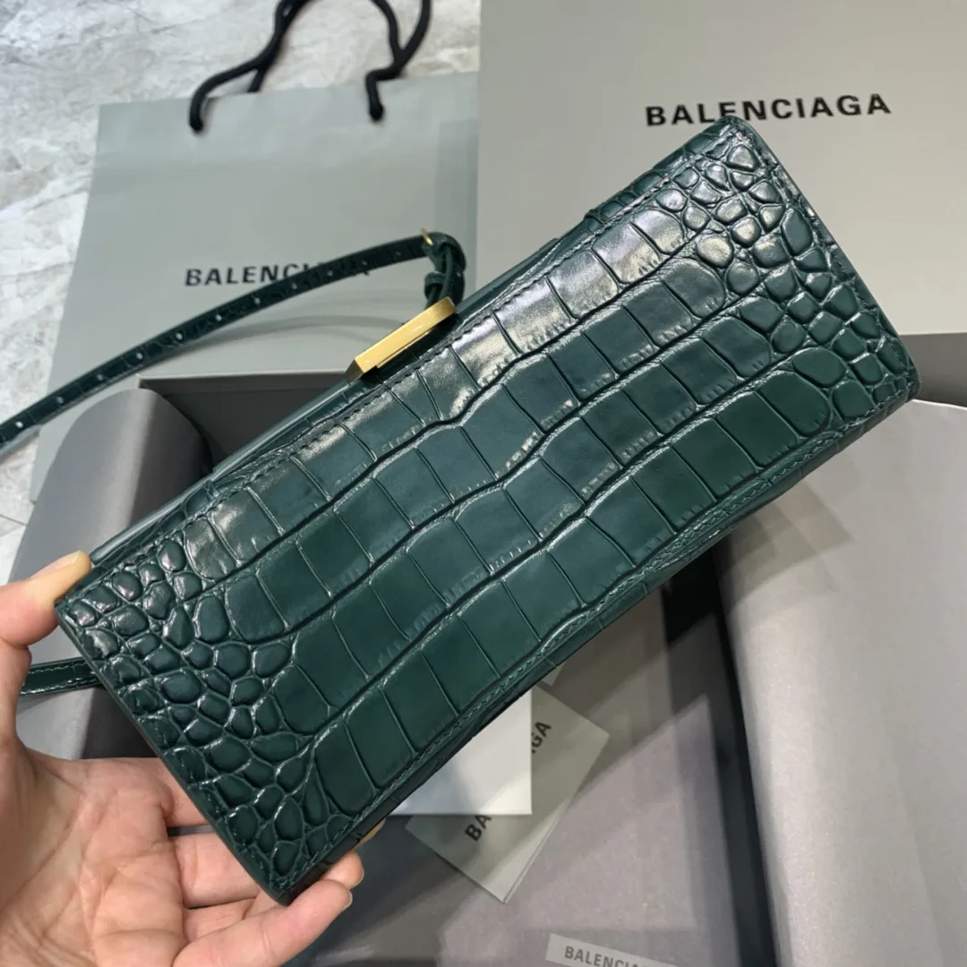 Balenciaga Hourglass Small Handbag In Dark Green - Image 4