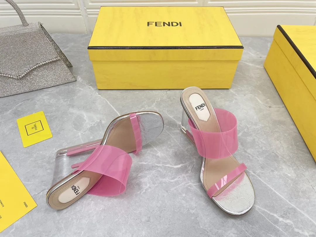 Fendi First Pink Transparent High-Heeled Sandals - Image 3