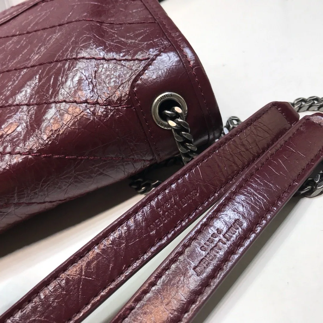 Alternative view of Saint Laurent Niki Baby Chain Bag In Crinkled Vintage Burgundy / YSL