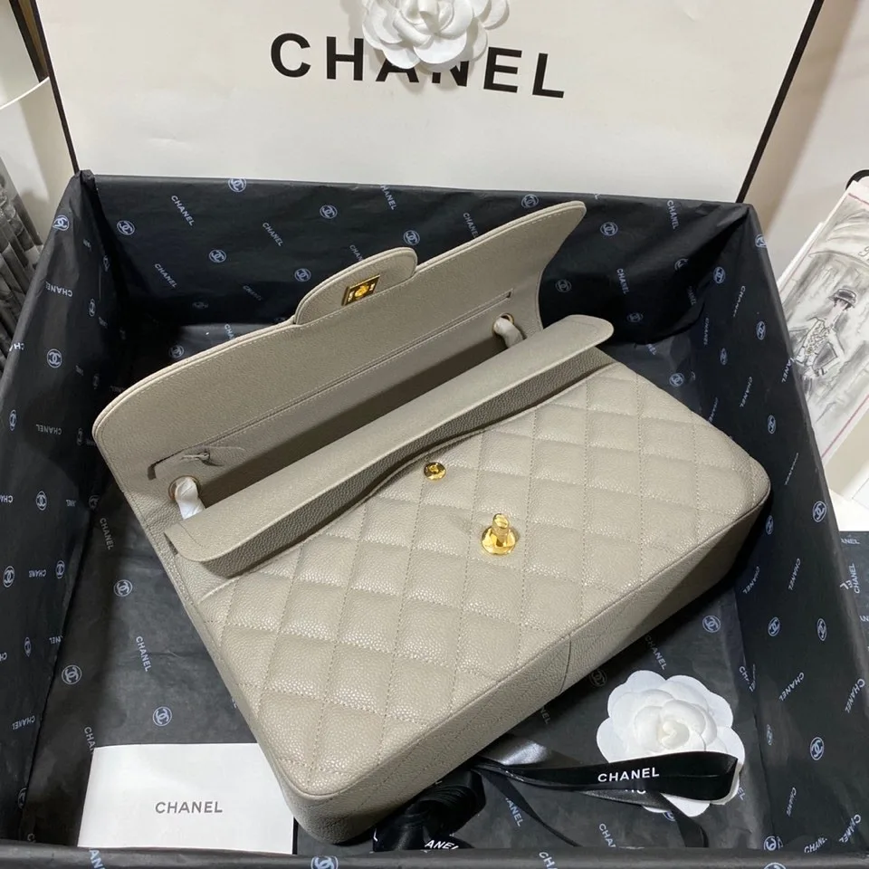 Chanel Classic Flap Bag Large Crossbody / Grey Gold Hardware - Image 9