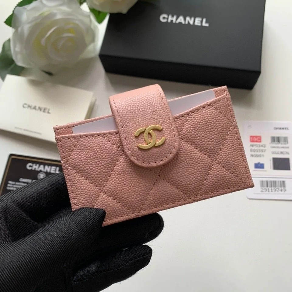 Chanel CO-CO Card Holder Wallet Pink Gold Toned Hardware / - Image 3