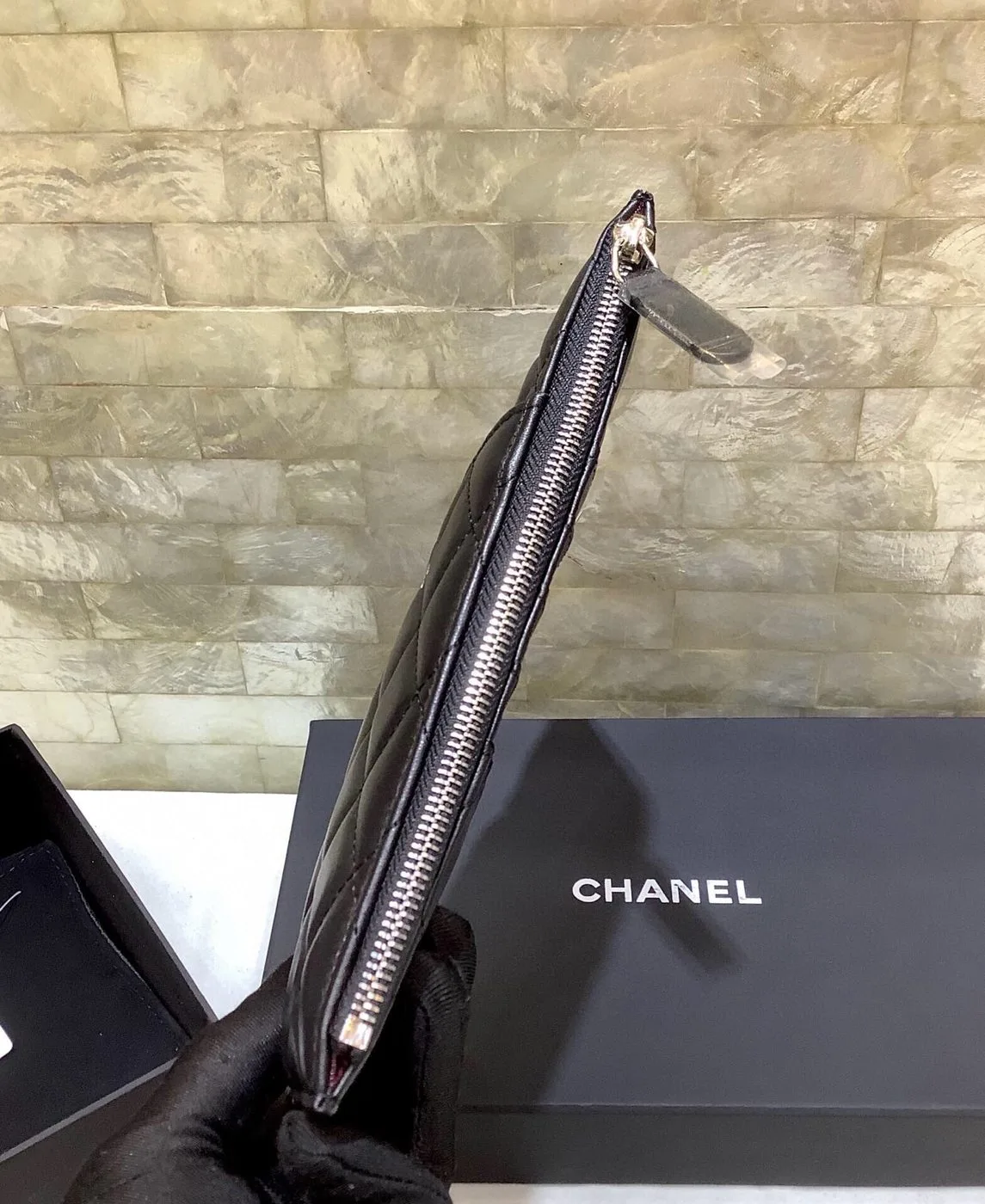 Chanel CO-CO Mini Pouch Wallet in Black , /, with Silver Hardware - Image 4