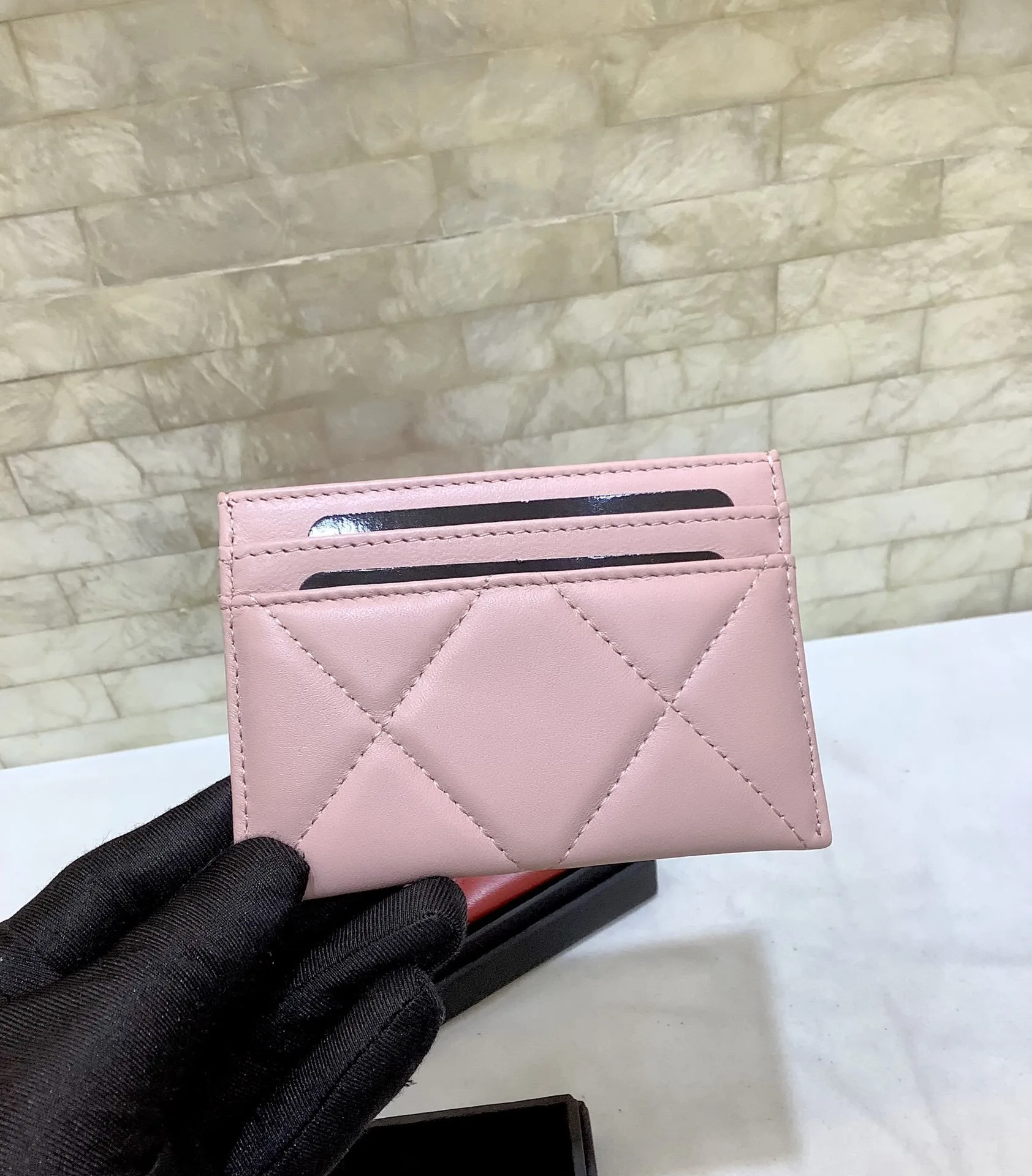 Chanel CO-CO 19 Card Holder Wallet Light Pink Gold Toned Hardware / - Image 3