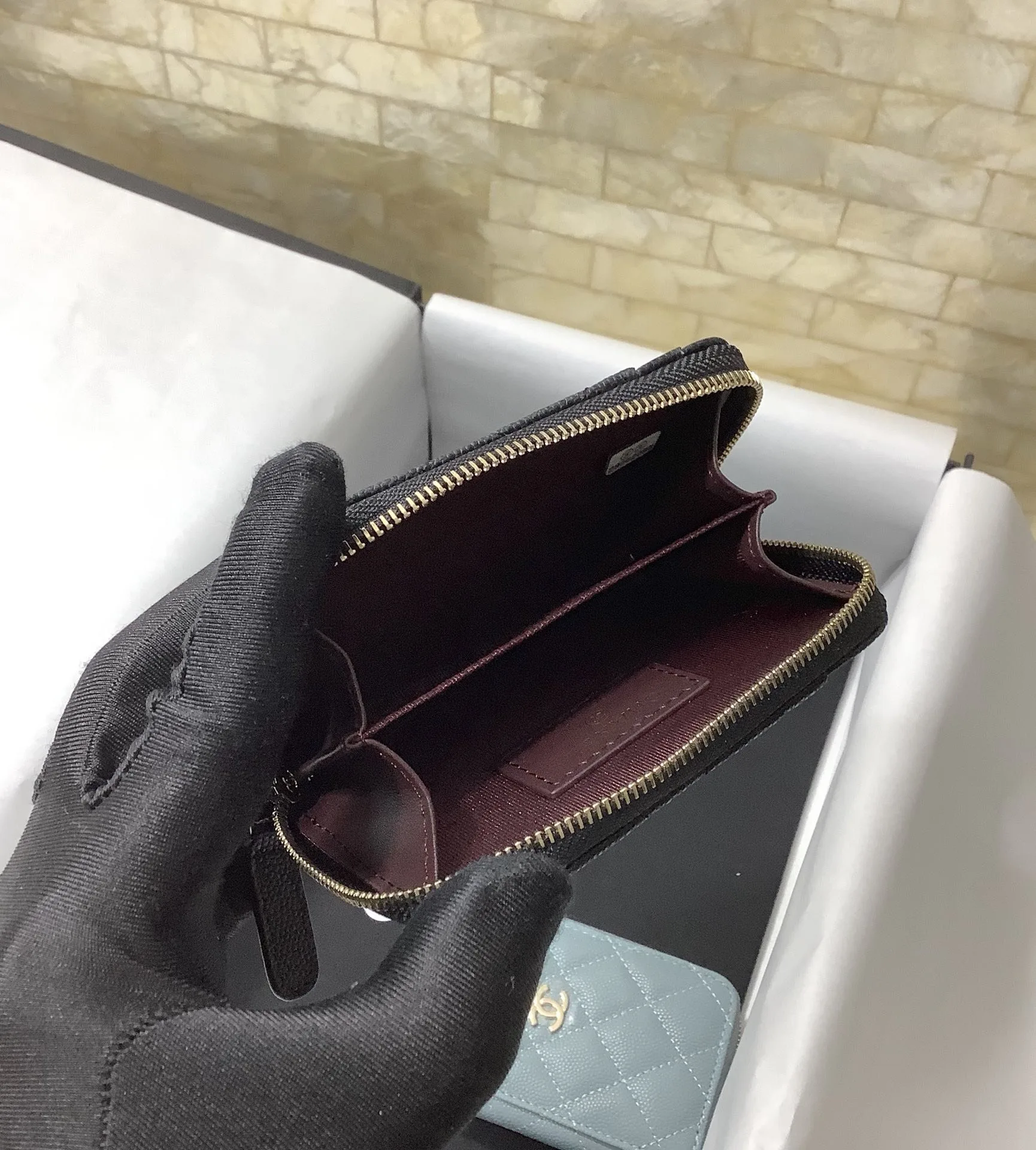 Chanel CO-CO Small Card Holder Wallet Black Gold Hardware / - Image 3