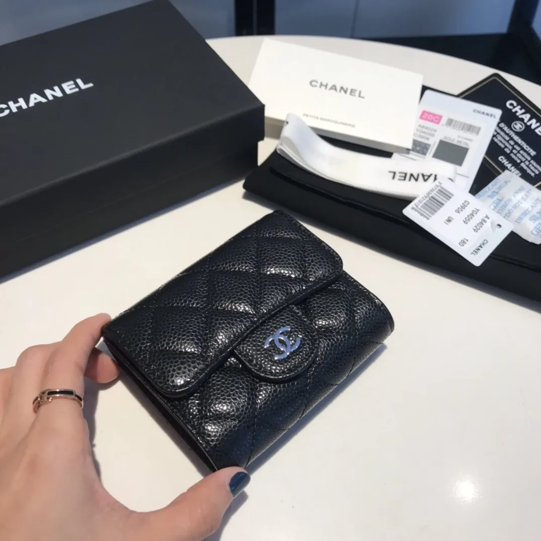 Chanel CO-CO Classic Card Holder / Silver Hardware Black - Image 3