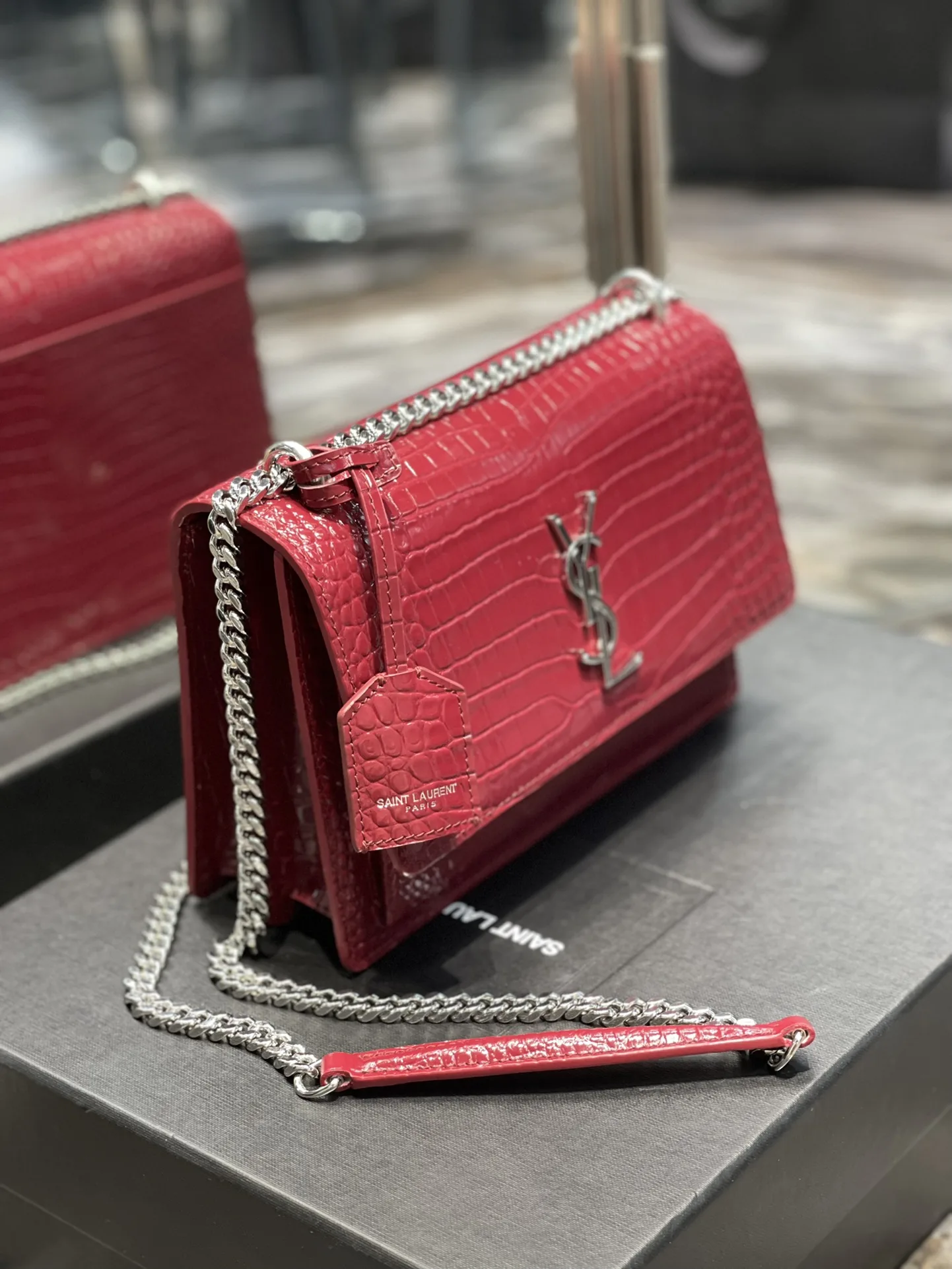 Saint Laurent Sunset Medium Chain Bag Red / YSL - Image 3