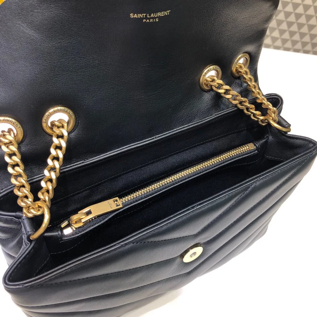 Saint Laurent Loulou Small Chain Bag In Y Black With Gold Hardware / YSL - Image 7