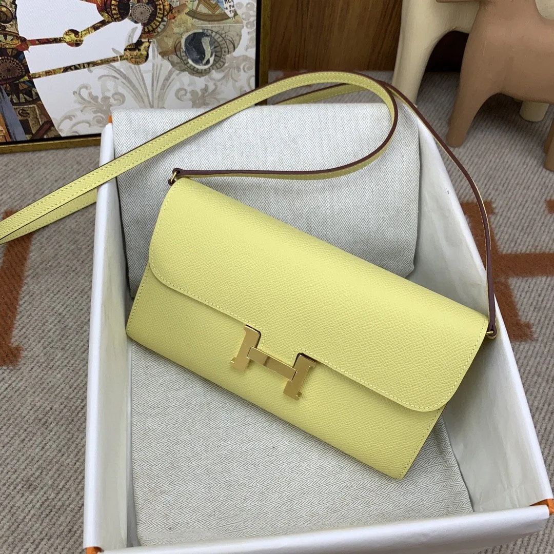 Hermes Constance Long Togo Wallet Yellow, Gold Toned Hardware Bag - Image 3